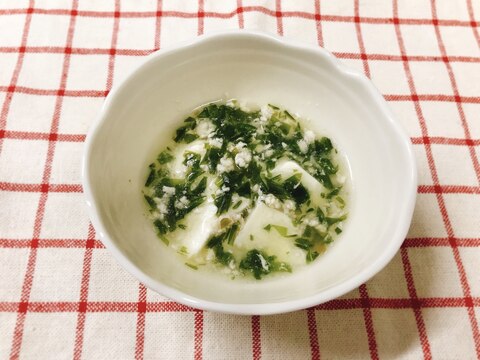 【離乳食後期】絹豆腐のわかめと鶏ミンチがけ